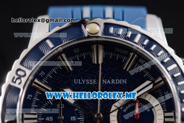 Ulysse Nardin Maxi Marine Diver Miyota OS20 Quartz Steel Case with Blue Dial and Blue Rubber Strap - Click Image to Close